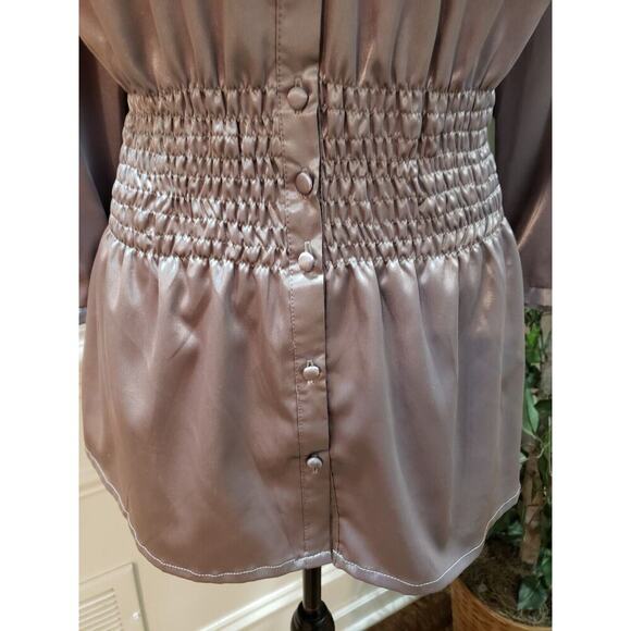 Unique Spectrum Women's Gray Round Neck Long Sleeve Button Down Shirt Size 18W - Picture 3 of 9